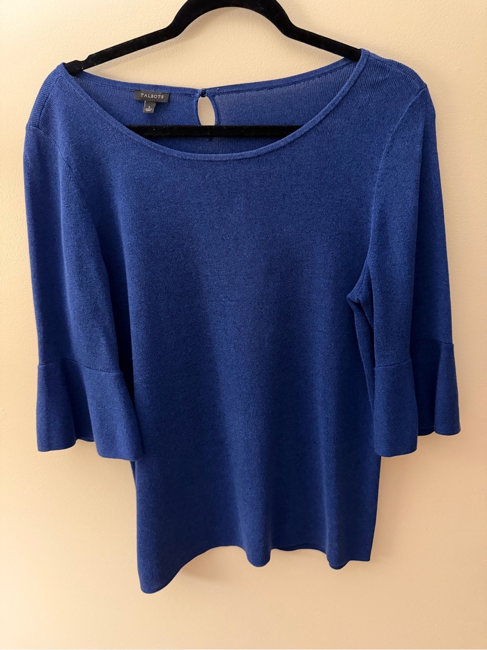 Talbots Women's Royal Blue Bell Sleeve Knit Top